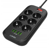 LDNIO SE6403 Power Strip with 6 AC Sockets & 4 USB Ports – 2500W, 17W High Power, 2m Cord - Saleshubstore