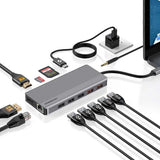 Powerology 12-in-1 USB-C hub lifestyle and compatibility view