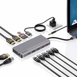 Powerology 13-in-1 USB-C hub multi-device workspace view