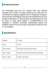 Powerology 65W PD + QC LED Car Charger official Powerology guide image 2