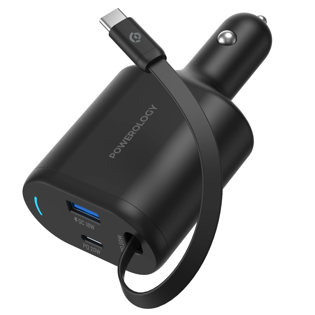 Powerology 70W Retractable USB-C Car Charger - official view 1