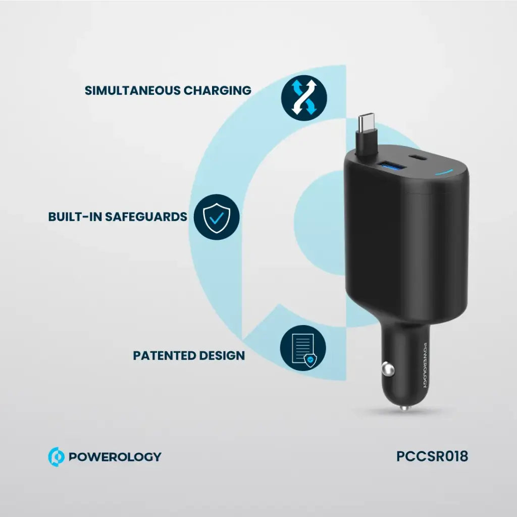 Powerology 70W Retractable USB-C Car Charger - official view 4