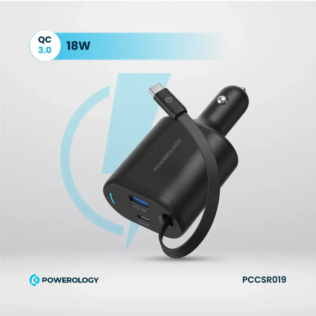 Powerology 115W Retractable USB-C Car Charger - official view 4