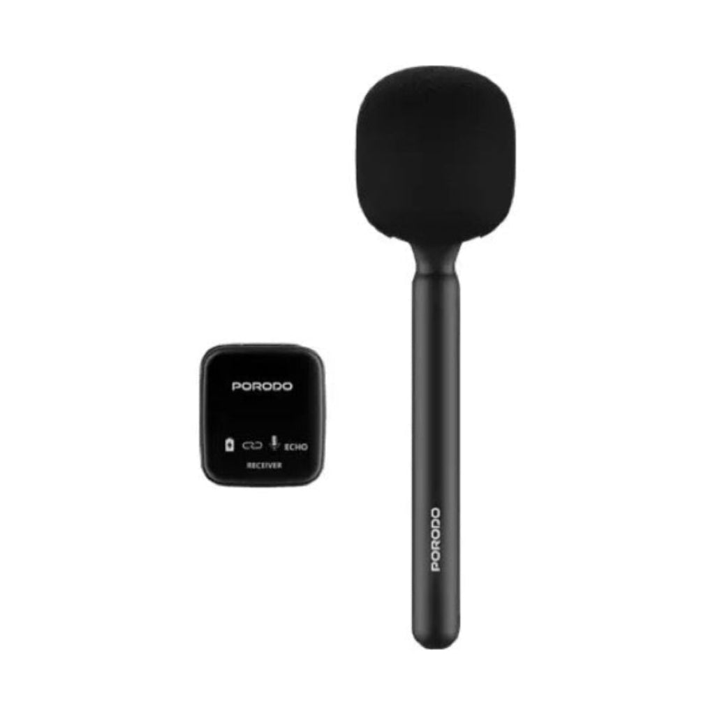 Porodo Two-Device Connect Handheld Lavalier Microphone - Black