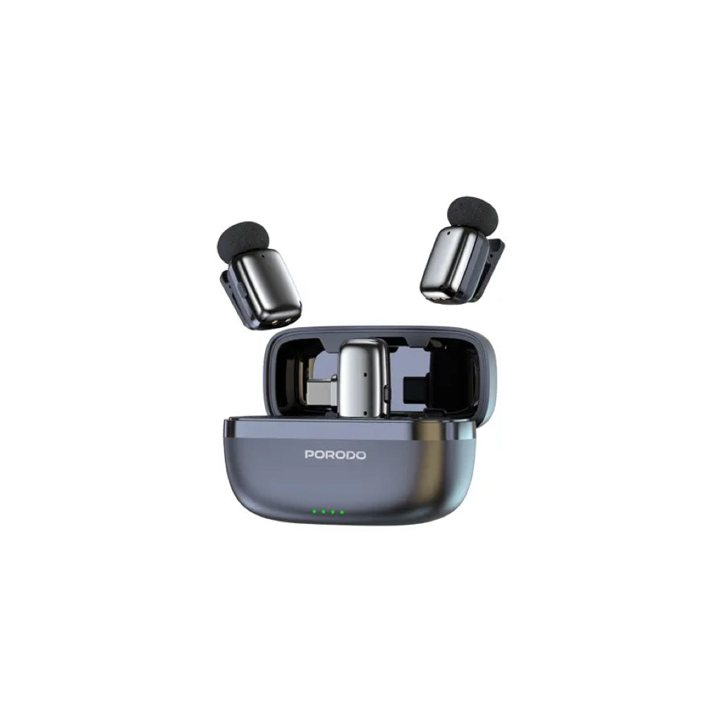 Porodo Wireless Lavalier Microphones Type-C - Black