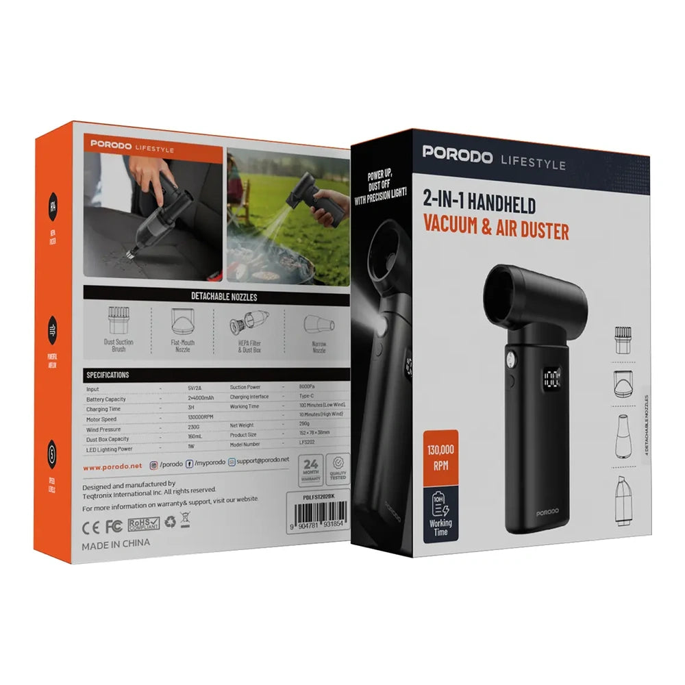 Porodo Lifestyle 2-in-1 Handheld Vacuum & Air Duster