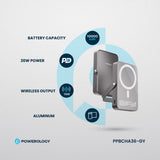 Powerology magnetic power bank Grey integrated stand view