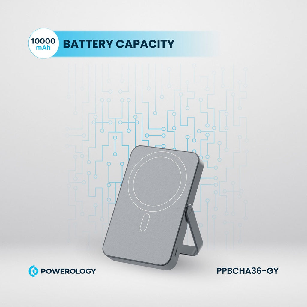 Powerology magnetic power bank Grey 20W USB-C PD feature