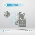 Powerology magnetic power bank Titanium integrated stand view