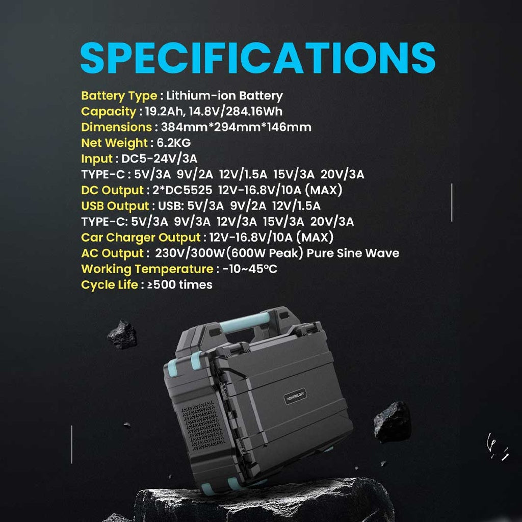 Powerology 284Wh 300W Portable Solar Power Generator official product image 17