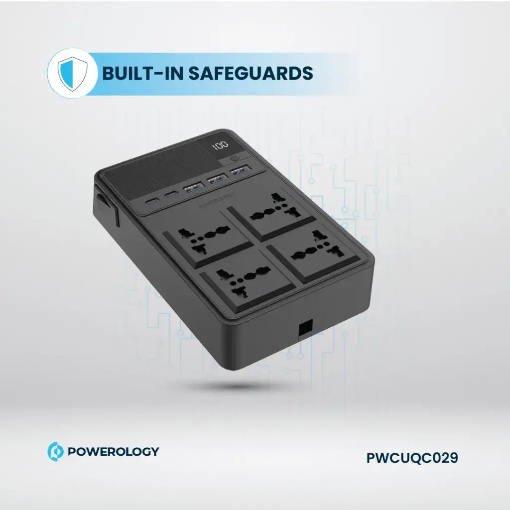 Powerology 2500W 4-Outlet Power Strip with Retractable Cables - official view 5