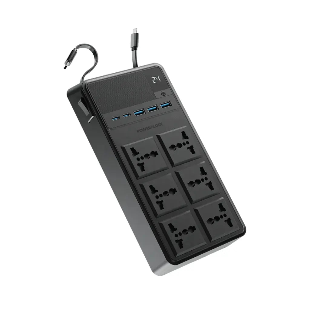 Powerology 2500W 6-Outlet Power Strip with Retractable Cables - official view 1