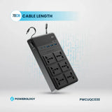 Powerology 2500W 6-Outlet Power Strip with Retractable Cables - official view 4