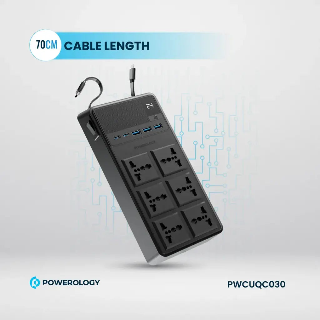 Powerology 2500W 6-Outlet Power Strip with Retractable Cables - official view 4