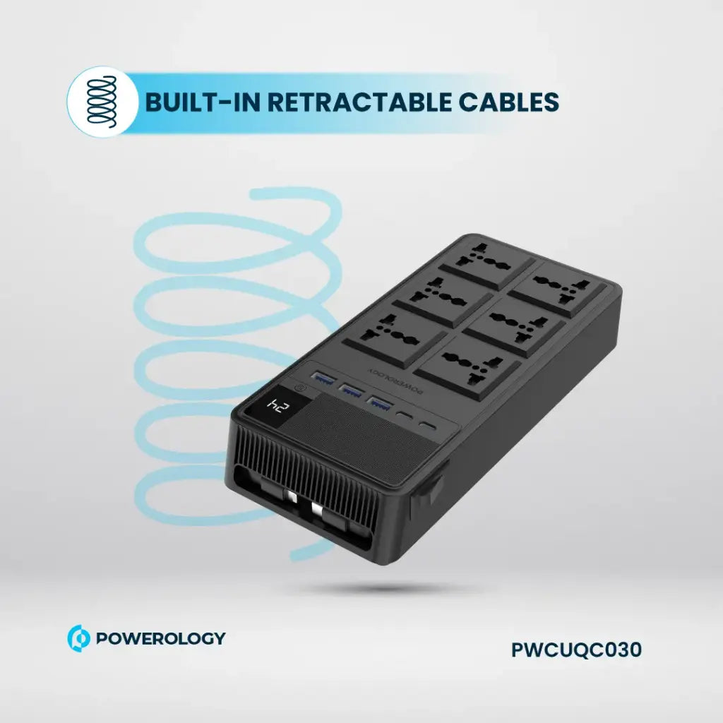 Powerology 2500W 6-Outlet Power Strip with Retractable Cables - official view 5