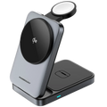Powerology Qi2 3-in-1 foldable charging hub in black