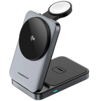 Powerology Qi2 3-in-1 foldable charging hub in black