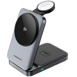 Powerology Qi2 3-in-1 foldable charging hub in black