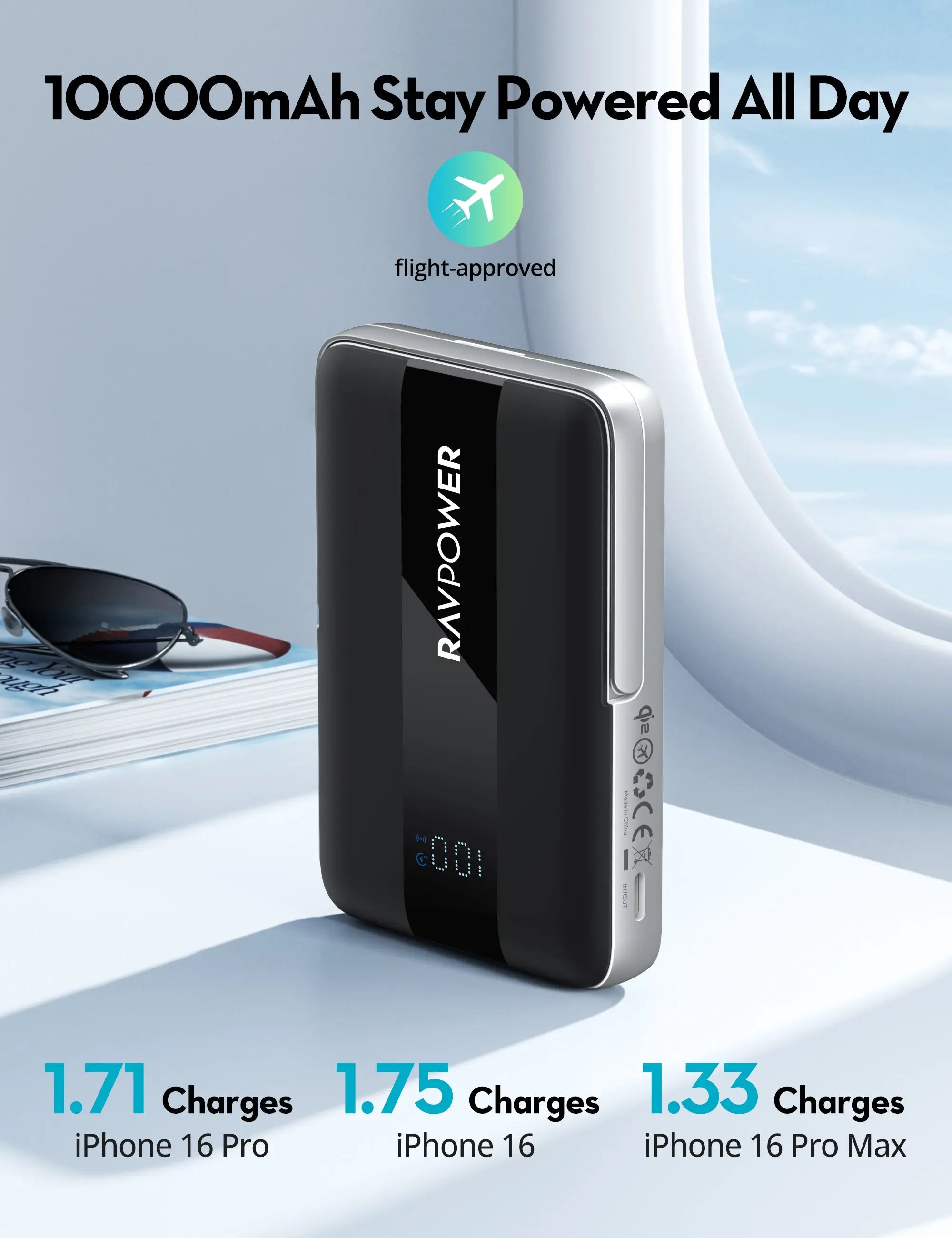 RAVPower RP-PB1217 10000mAh Qi2 Magnetic Power Bank