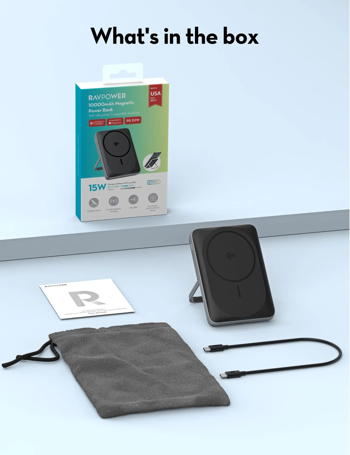 RAVPower RP-PB1217 10000mAh Qi2 Magnetic Power Bank