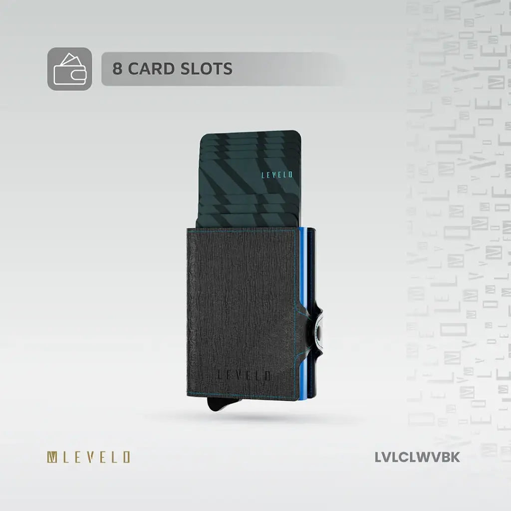 Levelo Cache Genuine Leather Wallet – Slim Premium Everyday Wallet (Black)