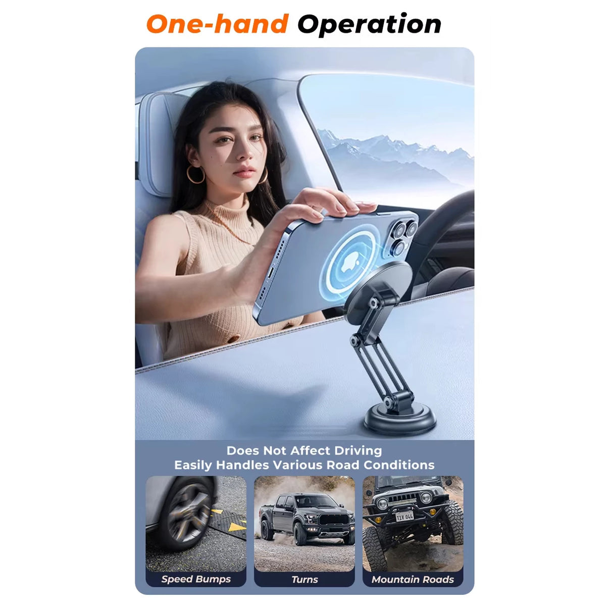 LISEN Magnetic 360° Rotatable Foldable Metal Car Phone Holder