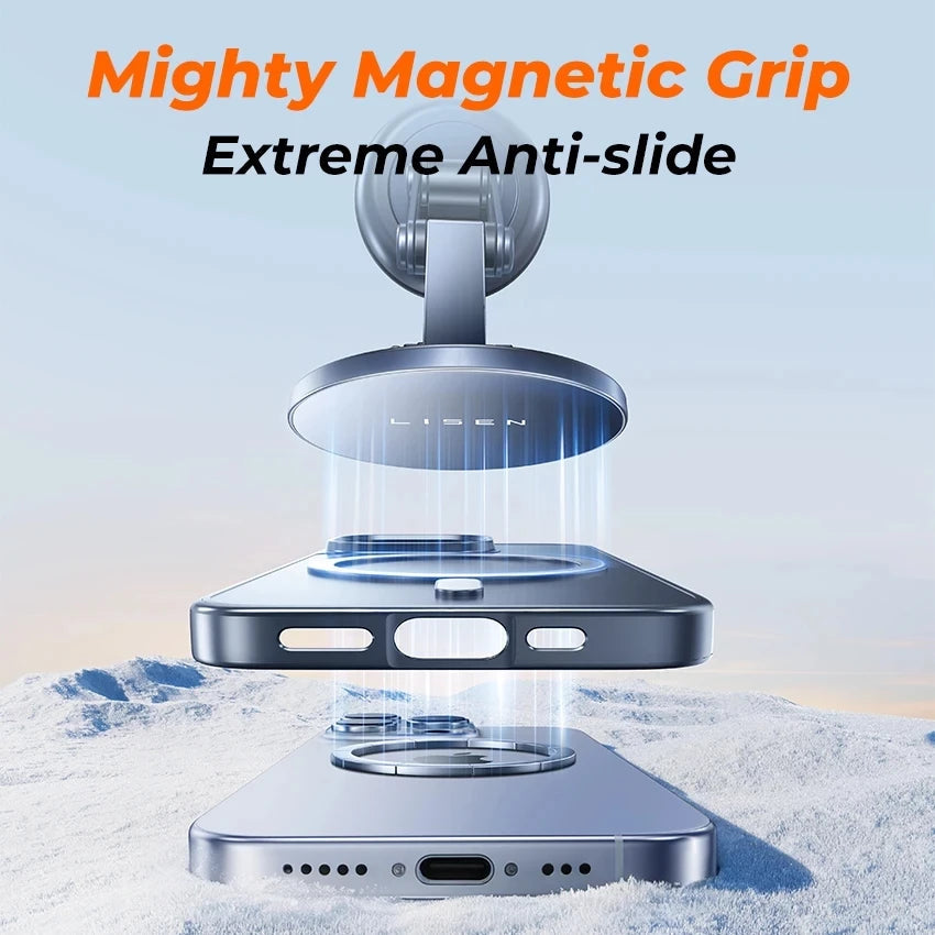 LISEN Magnetic 360° Rotatable Foldable Metal Car Phone Holder