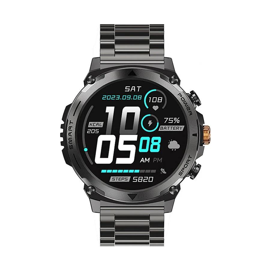 WiWU SW03 AMOLED Smartwatch Black Metal With FREE Black Silicone Band - Saleshubstore