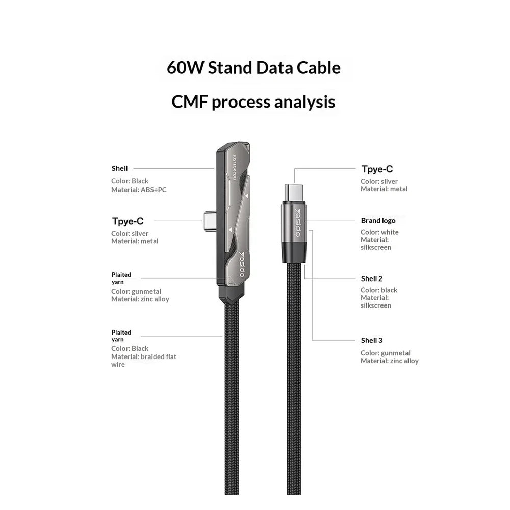 Yesido CA207 60W USB-C Cable with Stand